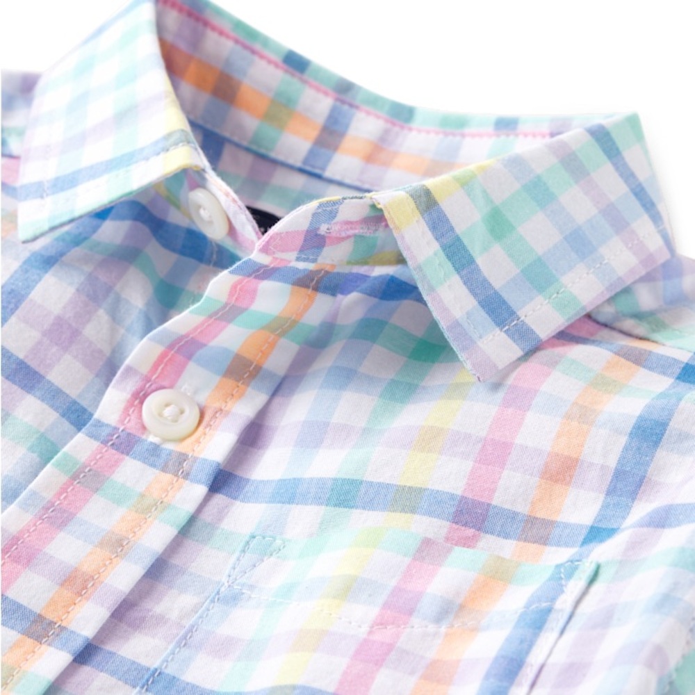 New boys gingham button down polo shirt - Picture 3 of 6